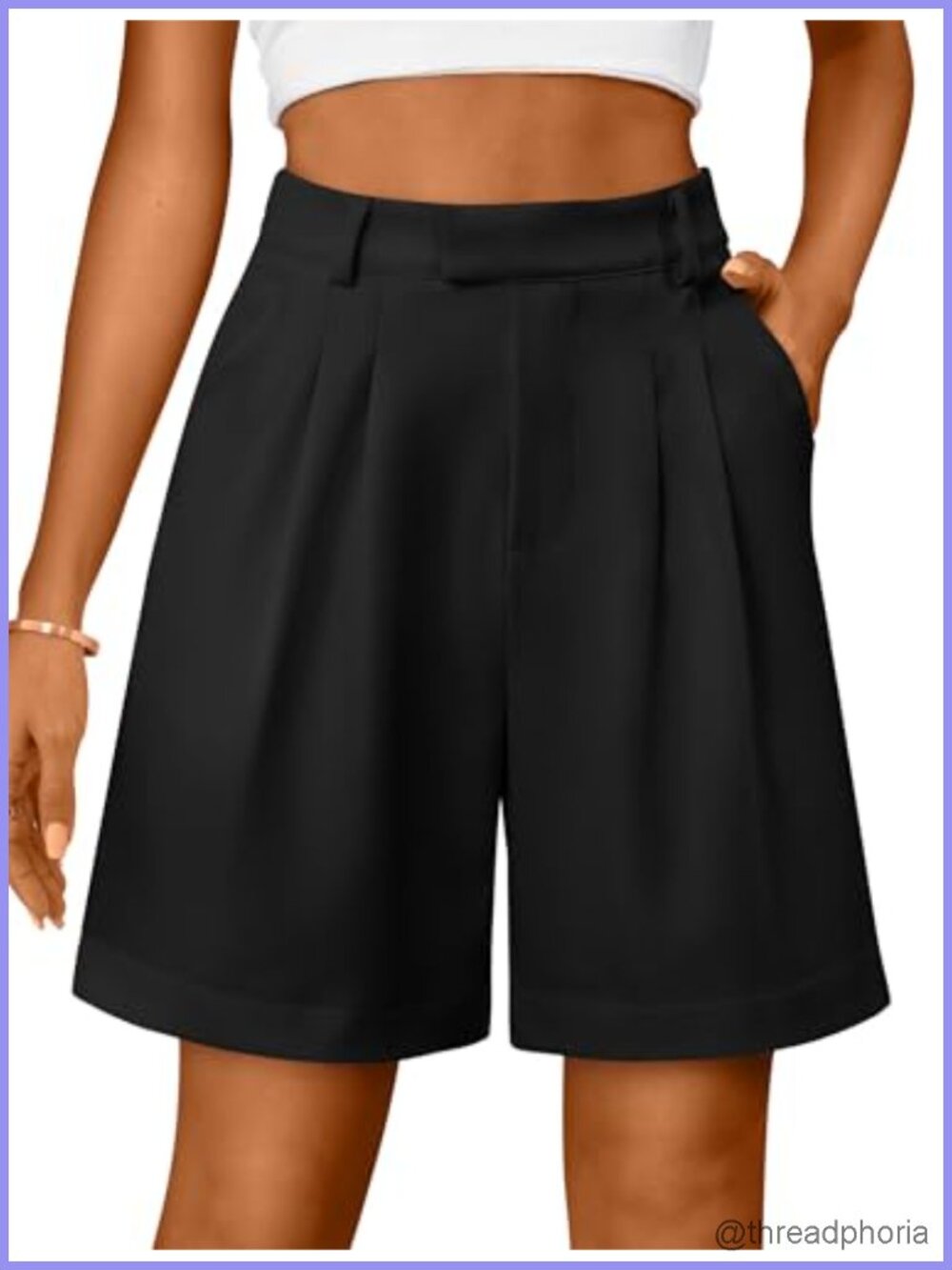 Women's Bermuda Shorts High Waisted Tailored 7 Inch Inseam Polyester Spandex